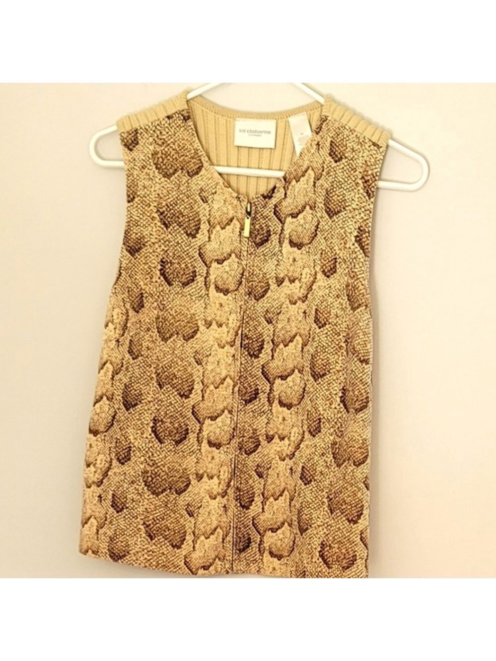 Vintage Liz Claiborne Lizsport Women's Snakeskin Print Sweater Vest Size M